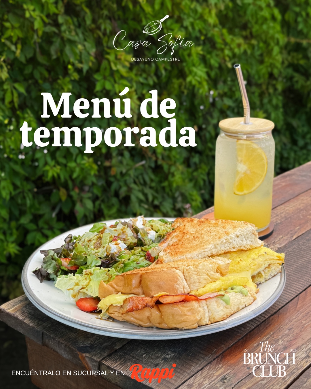 Menú de temporada de Casa Sofía con sándwich de huevo y naranjada