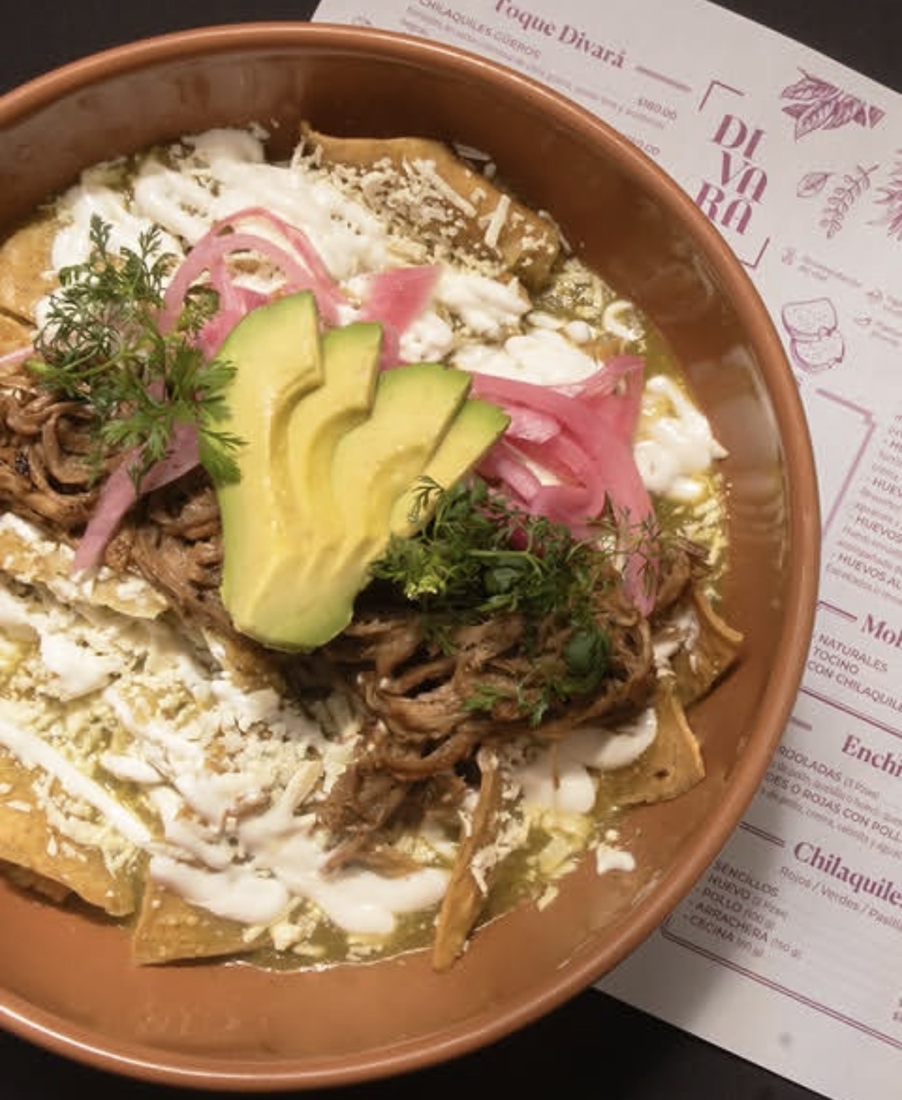 Chilaquiles verdes de Divará Cholula